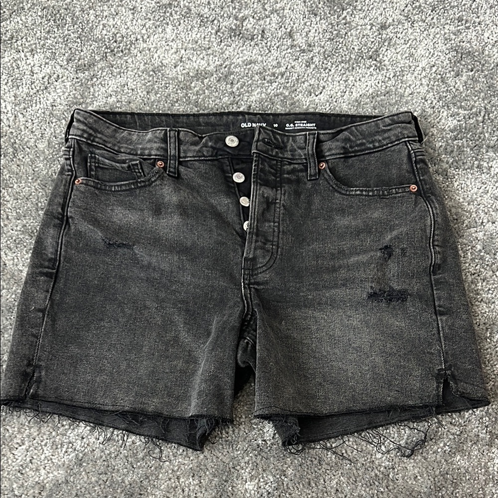 Old Navy Black Jean Shorts with Distressed Details